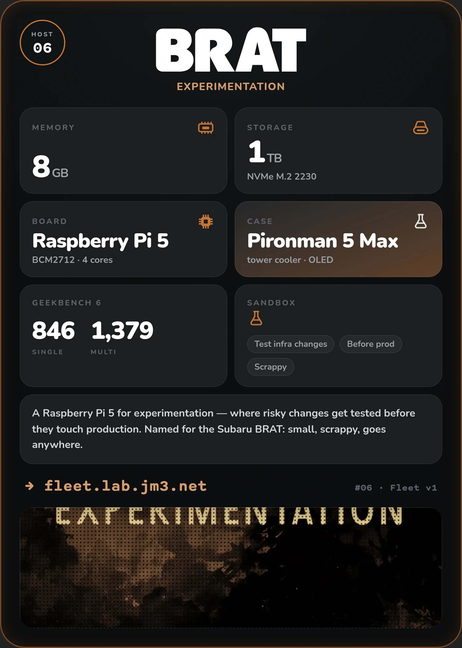 brat trading card back — stats and fleet checklist